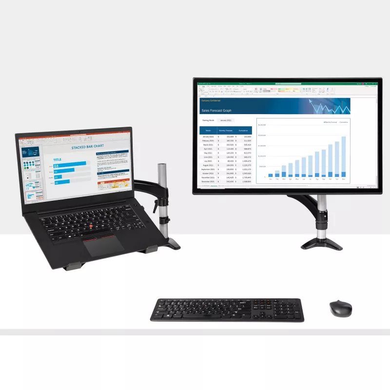 StarTech.com Schreibtischhalterung für Laptops – voll beweglicher Gelenkarm für Laptop oder einzelnen 34-Zoll-Monitor – VESA-Halterungsplatte für Laptops – ergonomisch verstellbarer Notebook-Ständer – Tischklemme