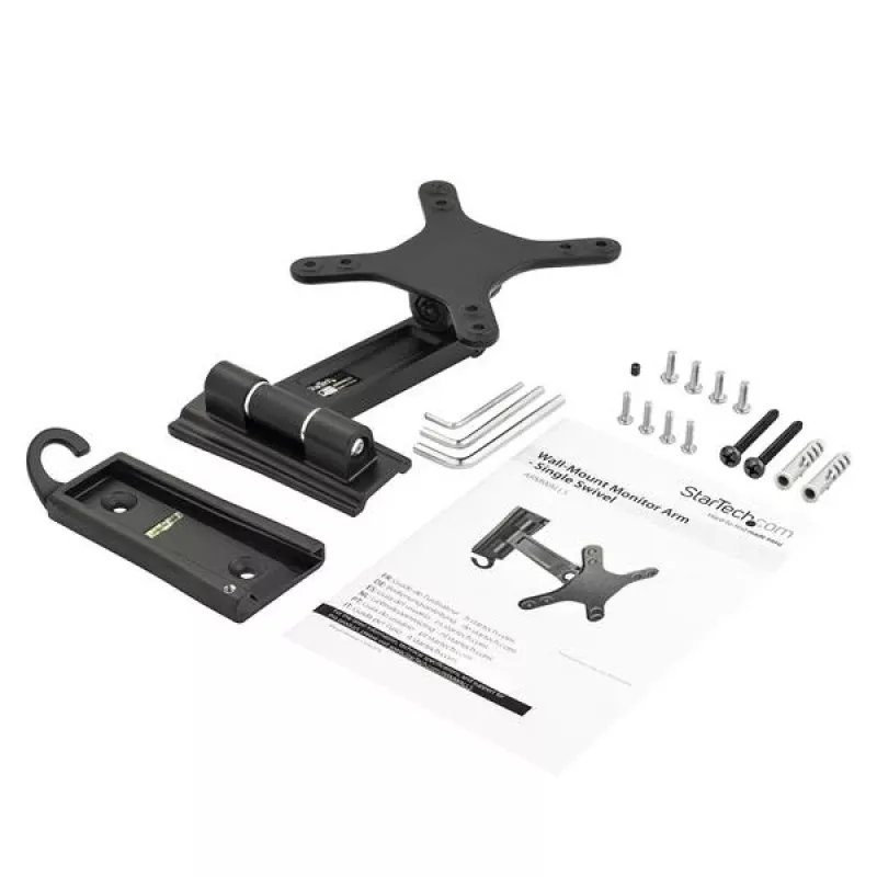 StarTech.com Wandmontage-Monitorarm - Einzelgelenk, 15 kg, 33 cm (13 Zoll), 68,6 cm (27 Zoll), 75 x 75 mm, 100 x 100 mm, Schwarz
