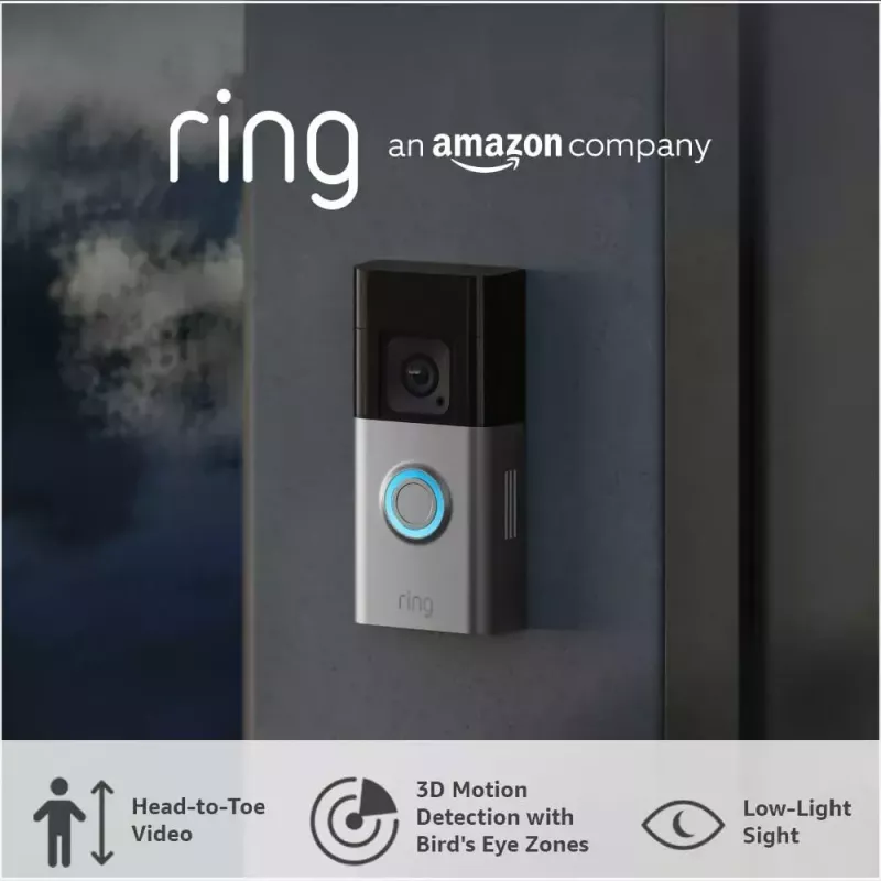 Videogegensprechanlage RING B0B2BNM4PV — kabellos, max. 1920×1080 Video, Nickelfinish, Wi‑Fi (802.11b/g/n/ax)