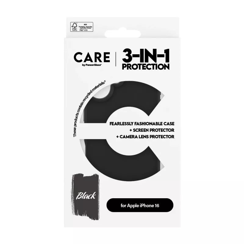 3-in-1 Bundle Case PanzerGlass CARE by Fashion iPhone 16