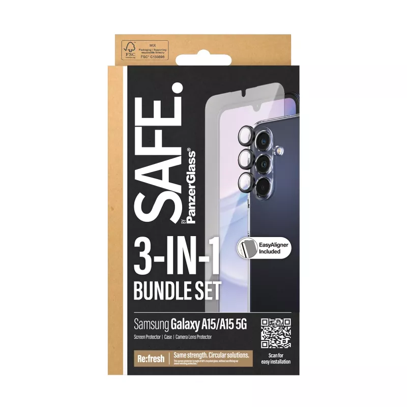 PanzerGlass SAFE. by ® 3-in-1 Schutzpaket Samsung Galaxy A15 | A15 5G