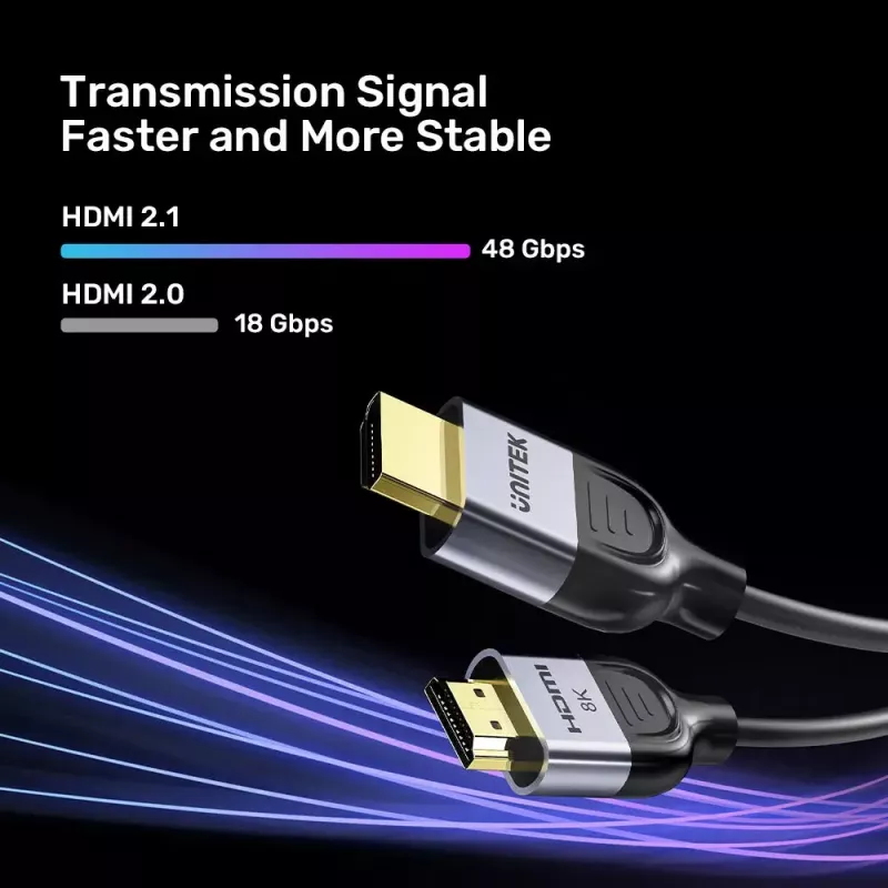 HDMI-Kabel UNITEK C11086GY01-2M 2m 48 Gbit/s ARC Schwarz Grau