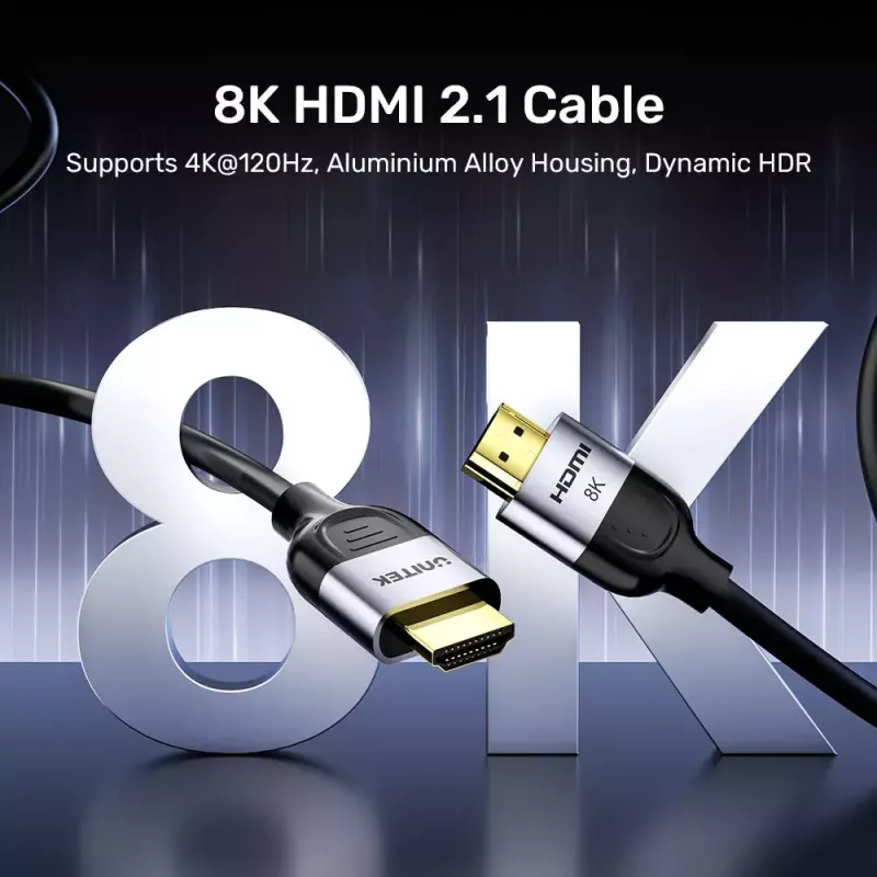HDMI-Kabel UNITEK C11086GY01-2M 2m 48 Gbit/s ARC Schwarz Grau