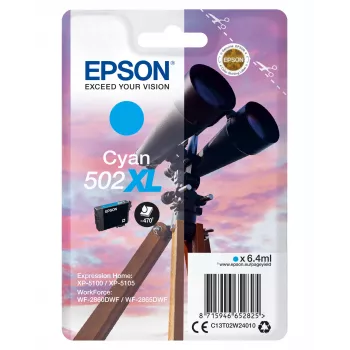 Epson Einzelpackung Cyan 502XL Tinte, Hohe (XL) Reichweite, Cyan, 6,4 ml, 1 Stück, 470 Seiten