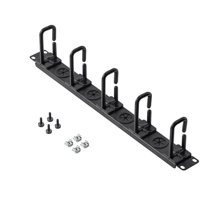 StarTech.com 1U 19 Zoll Kabelmanagement-Organizer – D-Ring-Haken Netzwerk-/Server-Rack-Kabelmanager – Horizontales Kabelpanel für Rechenzentren mit Durchführungslöchern, inkl. Montagematerial – EIA/ECA-310-E