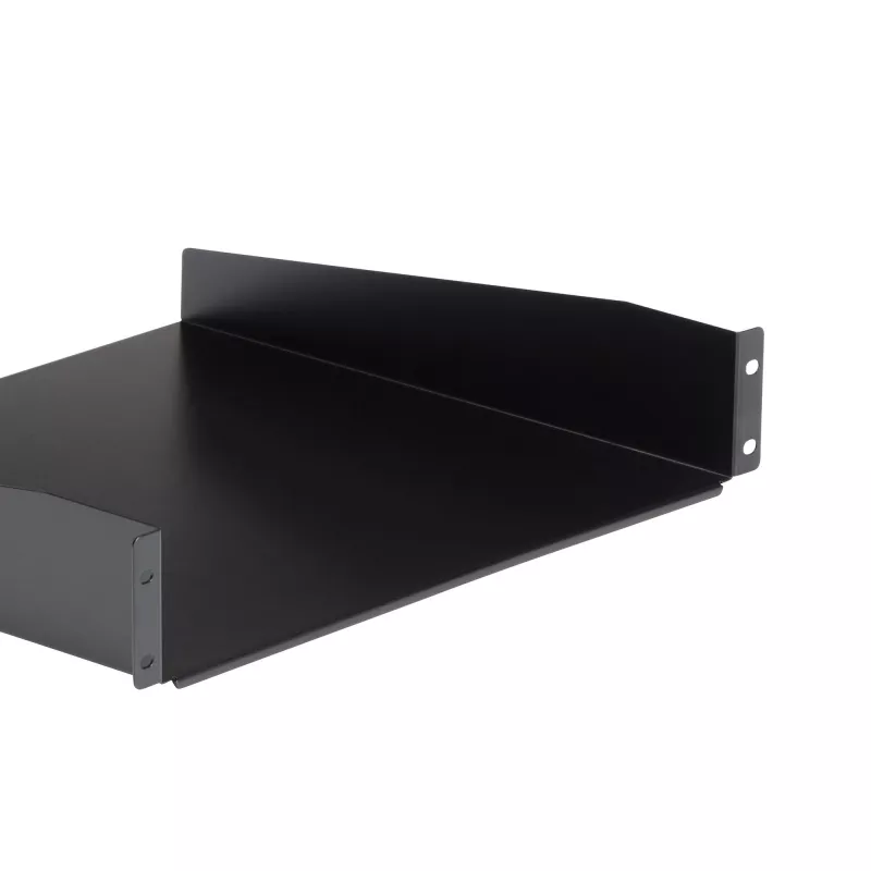 StarTech.com 2HE Server-Rack-Einlegeboden – Universeller Rack-Montage-Auslegerboden für 19-Zoll-Netzwerk-Equipment-Rack & -Schrank – Hochbelastbarer Stahl – Tragfähigkeit 20 kg – 400 mm tiefer Boden, Schwarz