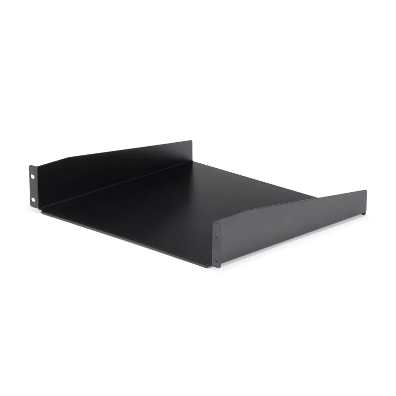 StarTech.com 2HE Server-Rack-Einlegeboden – Universeller Rack-Montage-Auslegerboden für 19-Zoll-Netzwerk-Equipment-Rack & -Schrank – Hochbelastbarer Stahl – Tragfähigkeit 20 kg – 400 mm tiefer Boden, Schwarz