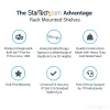 StarTech.com 2HE Server-Rack-Einlegeboden – Universeller Rack-Montage-Auslegerboden für 19-Zoll-Netzwerk-Equipment-Rack & -Schrank – Hochbelastbarer Stahl – Tragfähigkeit 20 kg – 400 mm tiefer Boden, Schwarz