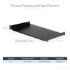 StarTech.com 1U Feste Server-Rack-Montageablage - 25,4 cm tiefe Universal-Kragarm-Ablage aus Stahl für 19-Zoll-AV-/Netzwerk-Equipment-Rack - Robust - Tragfähigkeit 20 kg, Schwarz
