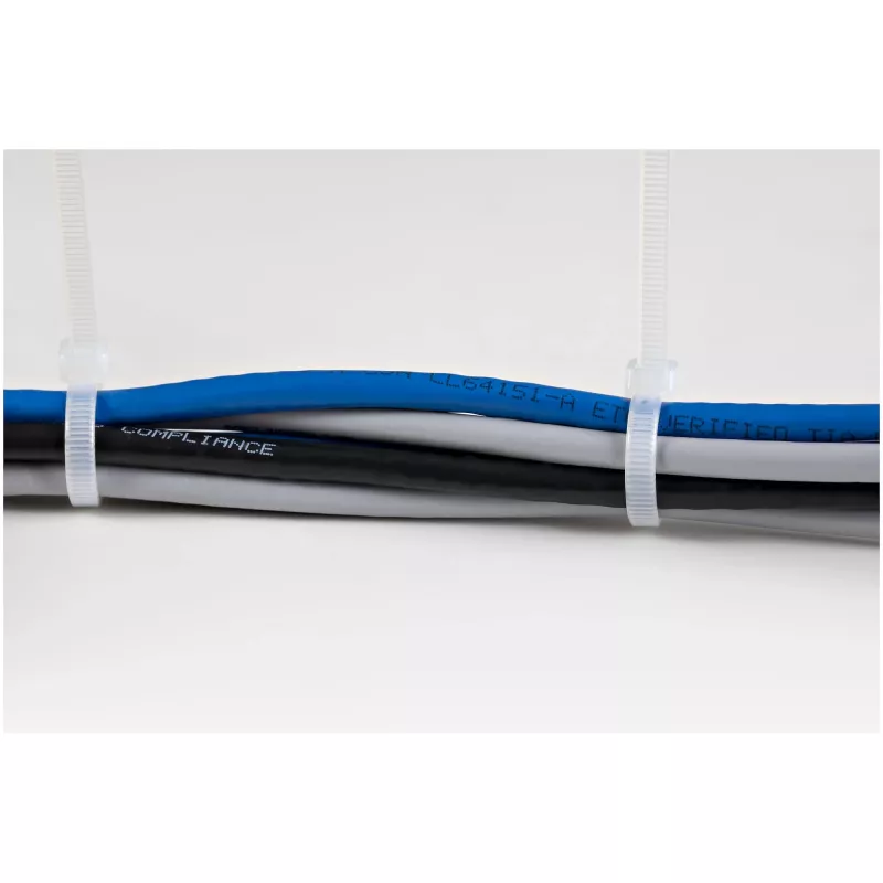StarTech.com 20 cm Kabelbinder – 4 mm breit, 55 mm Bündeldurchmesser, 22 kg Zugfestigkeit, selbstsichernde Nylon-Kabelbinder mit gebogener Spitze – 94V-2/UL-gelistet, 100er-Pack – Weiß