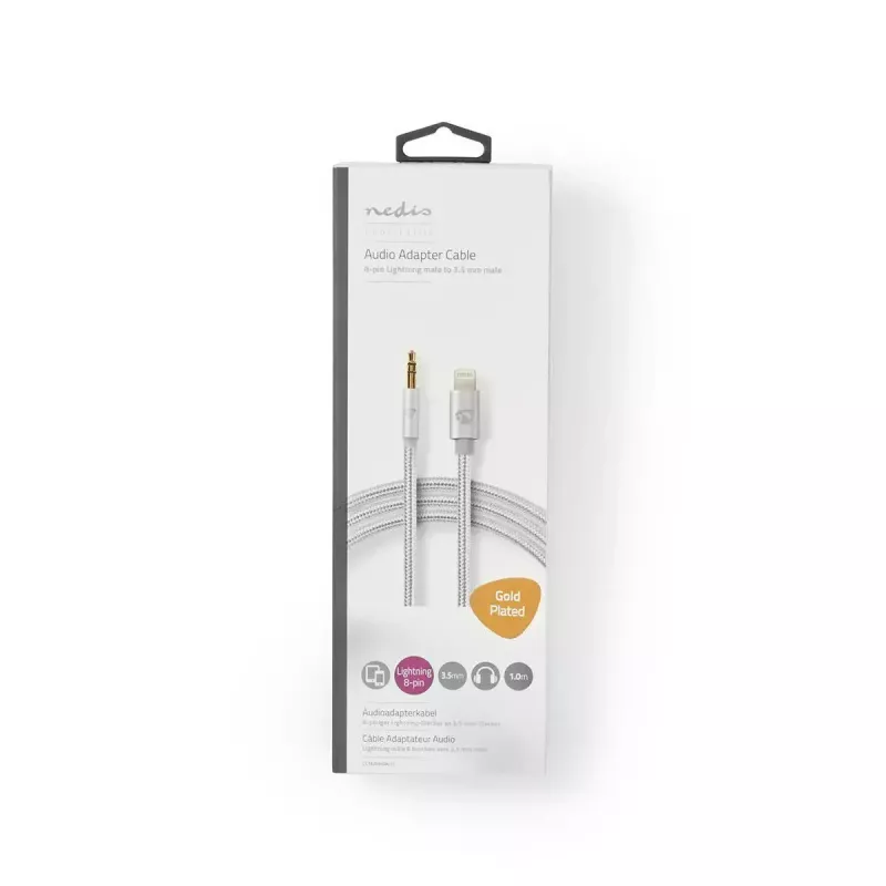 Nedis CCTB39940AL10 Lightning-Kabel 1m Aluminium 3,5-mm-Anschluss