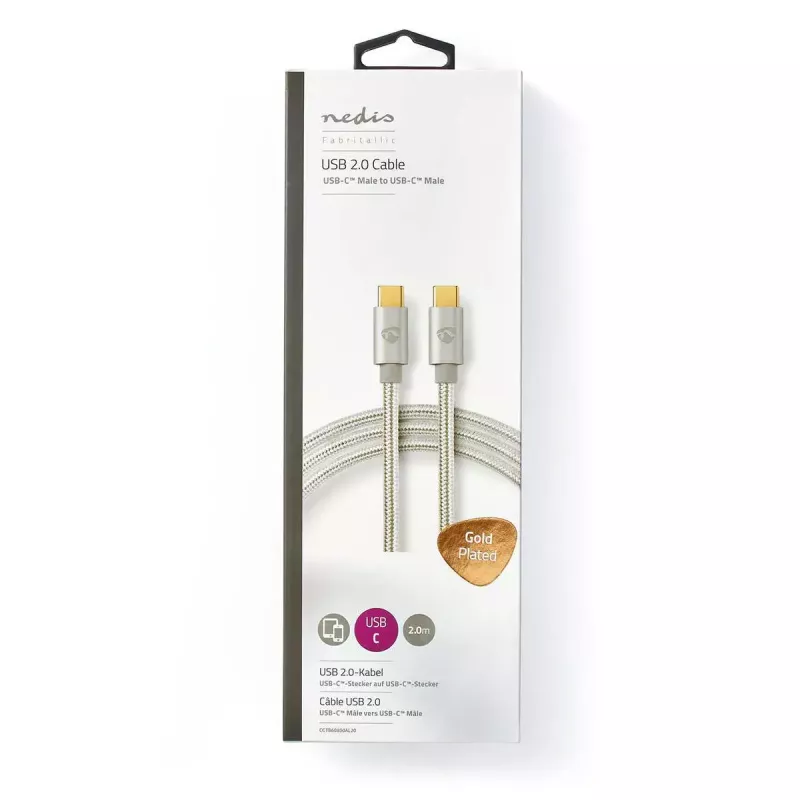 USB-Kabel Nedis CCTB60800AL20 USB 2.0 2 m USB C Silber