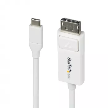 StarTech.com 6ft (2m) USB-C auf DisplayPort 1.2 Kabel, bidirektional, 4K 60Hz, Weiß, Videoadapterkabel für Apple MacBook Pro / Air M1 M2 M3 M4, Mac Mini / Studio, Thunderbolt-kompatibel