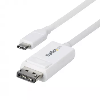StarTech.com 6ft (2m) USB-C auf DisplayPort 1.2 Kabel, bidirektional, 4K 60Hz, Weiß, Videoadapterkabel für Apple MacBook Pro / Air M1 M2 M3 M4, Mac Mini / Studio, Thunderbolt-kompatibel