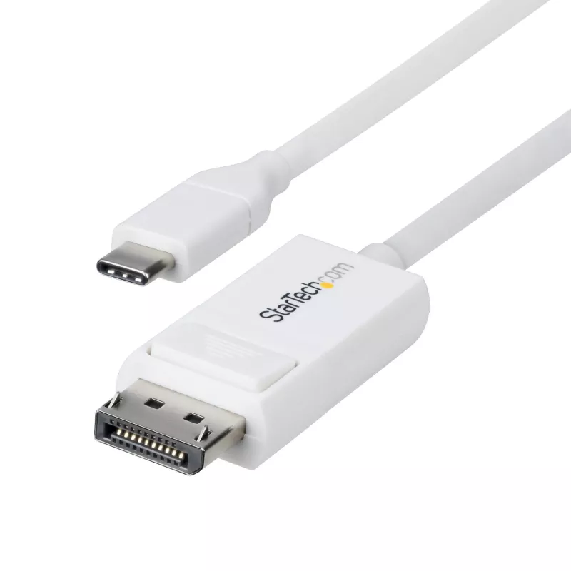 StarTech.com 6ft (2m) USB-C auf DisplayPort 1.2 Kabel, bidirektional, 4K 60Hz, Weiß, Videoadapterkabel für Apple MacBook Pro / Air M1 M2 M3 M4, Mac Mini / Studio, Thunderbolt-kompatibel