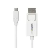 StarTech.com 6ft (2m) USB-C auf DisplayPort 1.2 Kabel, bidirektional, 4K 60Hz, Weiß, Videoadapterkabel für Apple MacBook Pro / Air M1 M2 M3 M4, Mac Mini / Studio, Thunderbolt-kompatibel