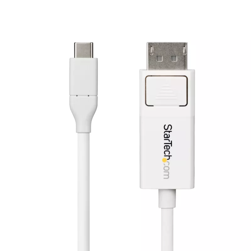 StarTech.com 6ft (2m) USB-C auf DisplayPort 1.2 Kabel, bidirektional, 4K 60Hz, Weiß, Videoadapterkabel für Apple MacBook Pro / Air M1 M2 M3 M4, Mac Mini / Studio, Thunderbolt-kompatibel