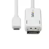 StarTech.com 6ft (2m) USB-C auf DisplayPort 1.2 Kabel, bidirektional, 4K 60Hz, Weiß, Videoadapterkabel für Apple MacBook Pro / Air M1 M2 M3 M4, Mac Mini / Studio, Thunderbolt-kompatibel
