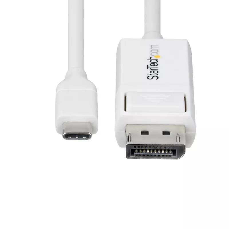 StarTech.com 6ft (2m) USB-C auf DisplayPort 1.2 Kabel, bidirektional, 4K 60Hz, Weiß, Videoadapterkabel für Apple MacBook Pro / Air M1 M2 M3 M4, Mac Mini / Studio, Thunderbolt-kompatibel