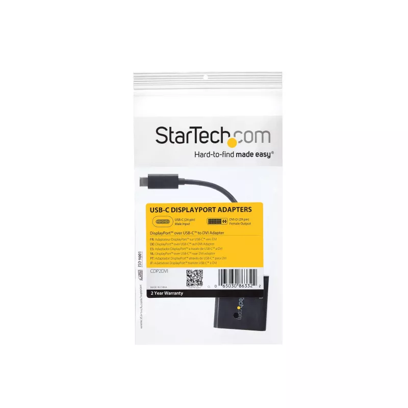 StarTech.com USB-C auf DVI Adapter – Schwarz – 1920x1200 – USB Typ-C Videokonverter für Ihren DVI-D Bildschirm/Monitor/Projektor – Aktualisierte Version ist CDP2DVIEC