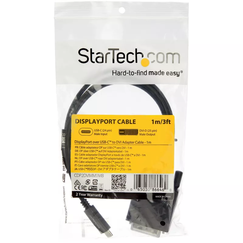 StarTech.com 1 m USB-C-zu-DVI-Kabel – 1920 x 1200 – Schwarz