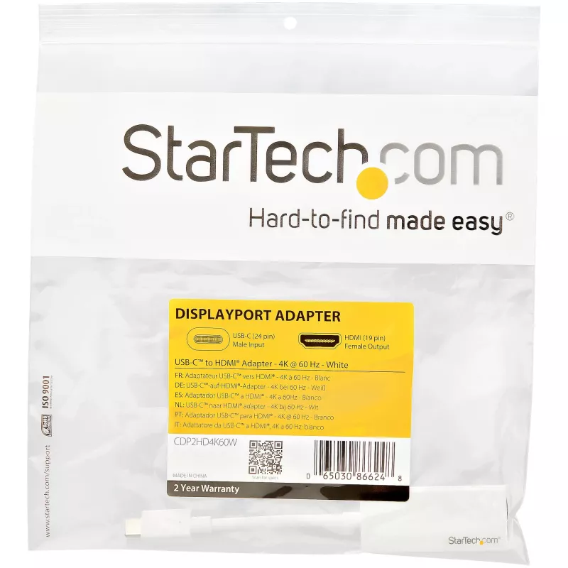 StarTech.com USB-C auf HDMI Adapter - Weiß - 4K 60Hz, USB Typ-C, HDMI-Ausgang, 3840 x 2160 Pixel
