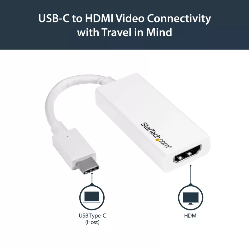 StarTech.com USB-C auf HDMI Adapter - Weiß - 4K 60Hz, USB Typ-C, HDMI-Ausgang, 3840 x 2160 Pixel