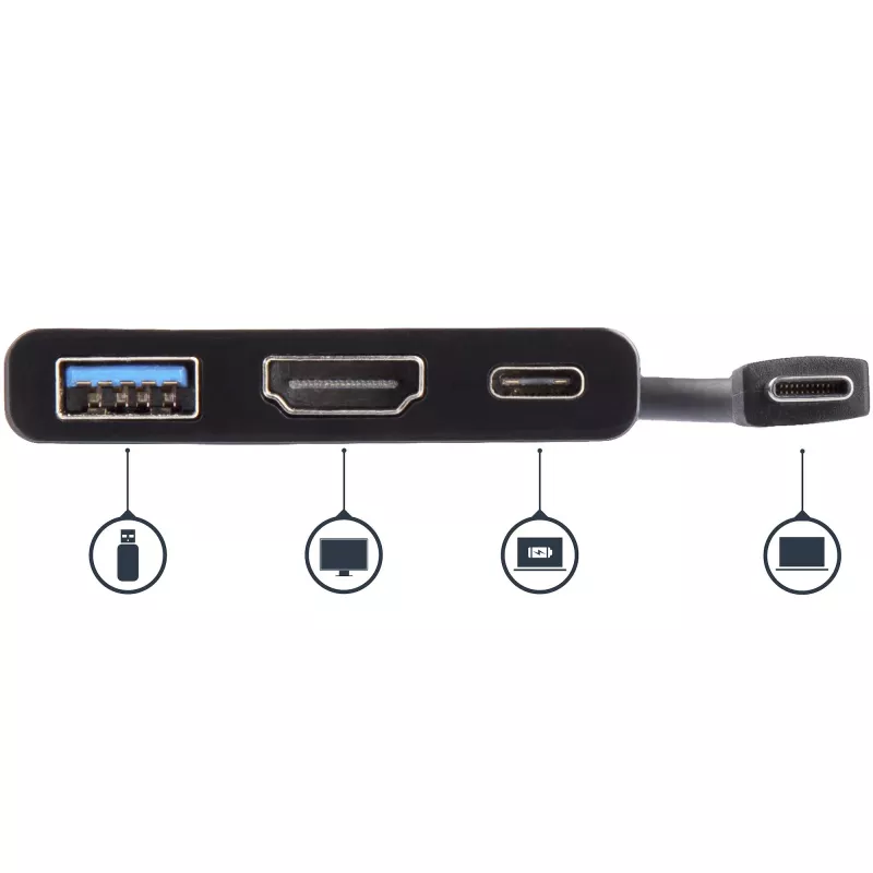 StarTech.com USB-C Multiport-Adapter mit HDMI – USB 3.0 Port – 60W PD – Schwarz