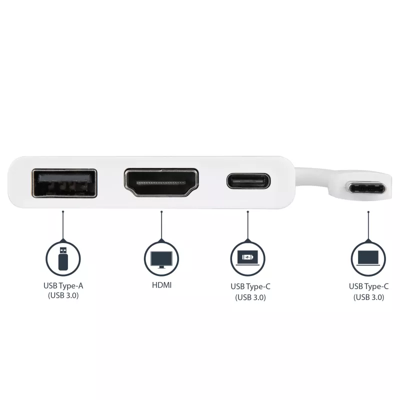 StarTech.com USB-C Multiport-Adapter mit HDMI – USB-3.0-Anschluss – 60 W PD – Weiß