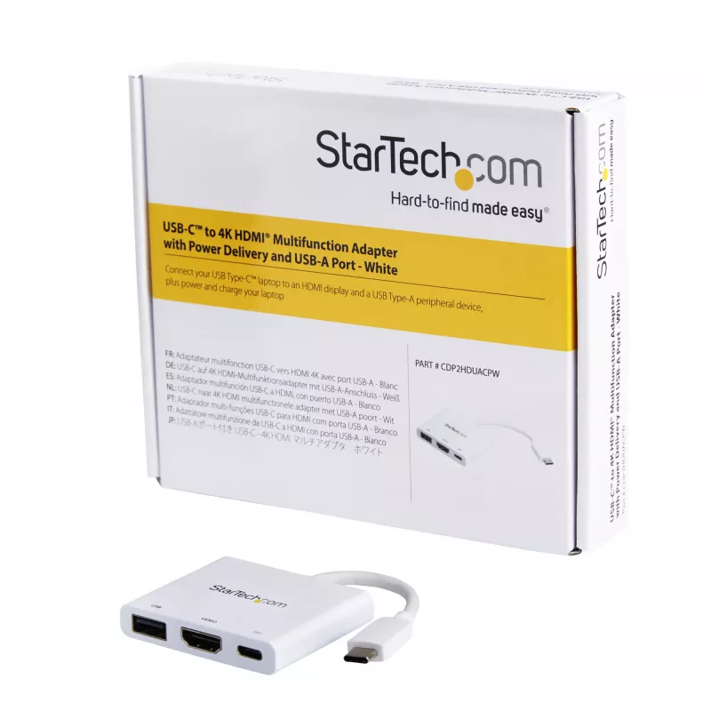 StarTech.com USB-C Multiport-Adapter mit HDMI – USB-3.0-Anschluss – 60 W PD – Weiß