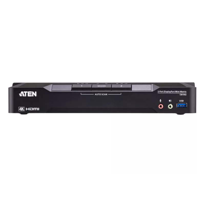 ATEN 2-Port 4K DisplayPort Dual-Display-Mini-Matrix-Boundless-KVM-Switch