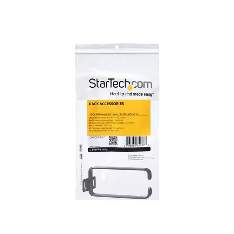 StarTech.com 1U Vertikaler Server-Rack-Kabelmanagement-D-Ring-Haken – 4,5 x 10 cm (1,8 x 3,9 Zoll)