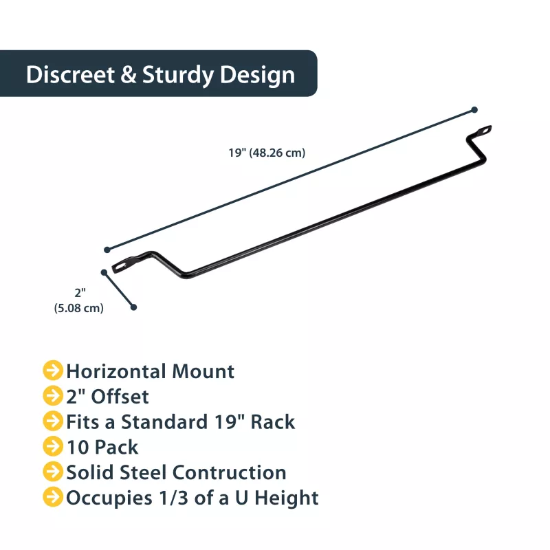 StarTech.com Horizontale Kabelführungsbügel mit 2 Zoll Versatz für Racks – 10er-Pack