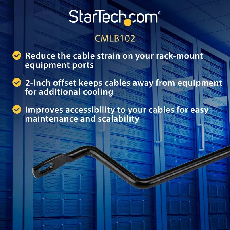 StarTech.com Horizontale Kabelführungsbügel mit 2 Zoll Versatz für Racks – 10er-Pack