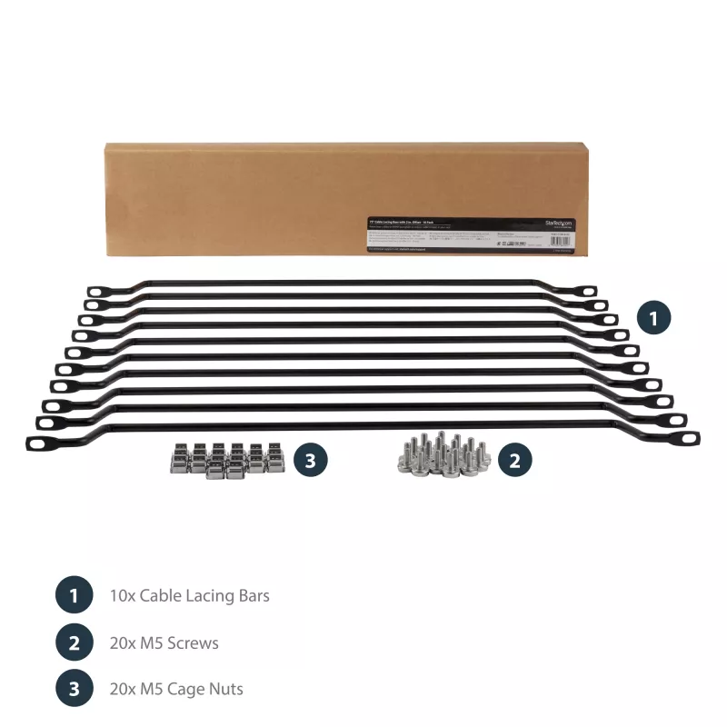 StarTech.com Horizontale Kabelführungsbügel mit 2 Zoll Versatz für Racks – 10er-Pack
