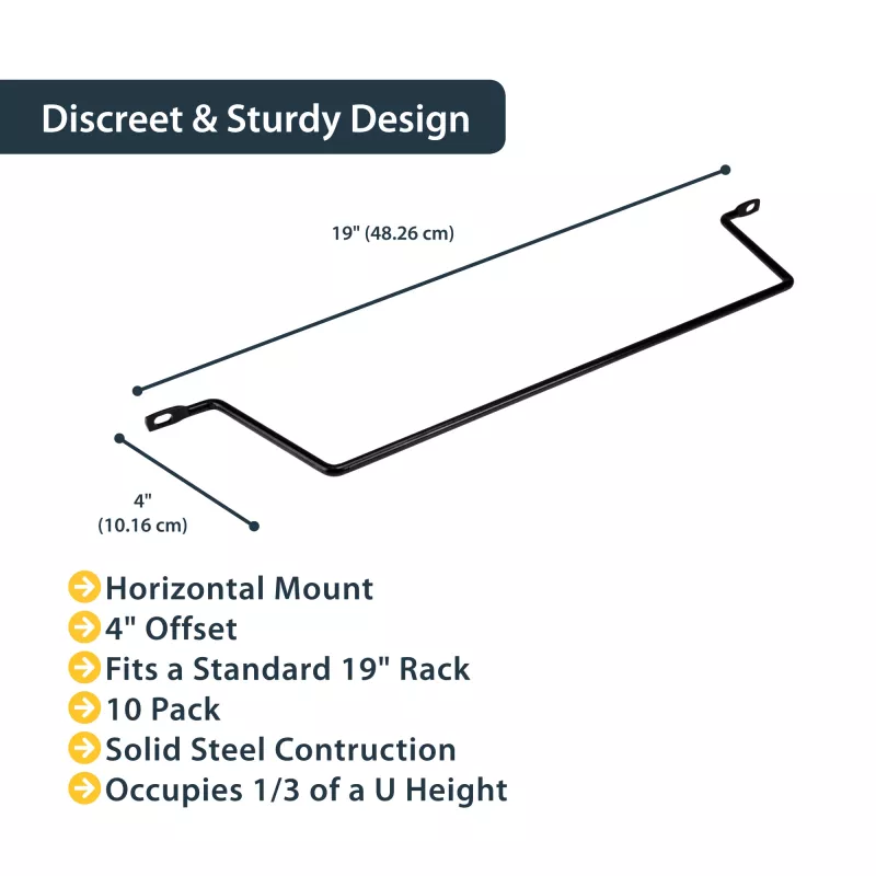 StarTech.com Horizontale Kabelführungsbügel mit 10,2 cm Versatz für Racks – 10er-Pack