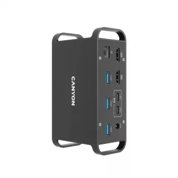Dockingstation CANYON CNS-HDS95ST — USB-C (USB 3.2 Gen 2) Dockingstation mit 2× HDMI, 2× USB 3.2 Gen 1, 2× USB 2.0, Gigabit Ethernet, 100 W, Aluminium, schwarz