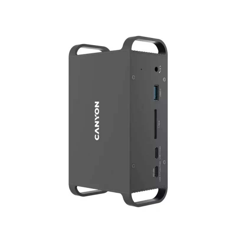 Dockingstation CANYON CNS-HDS95ST — USB-C (USB 3.2 Gen 2) Dockingstation mit 2× HDMI, 2× USB 3.2 Gen 1, 2× USB 2.0, Gigabit Ethernet, 100 W, Aluminium, schwarz