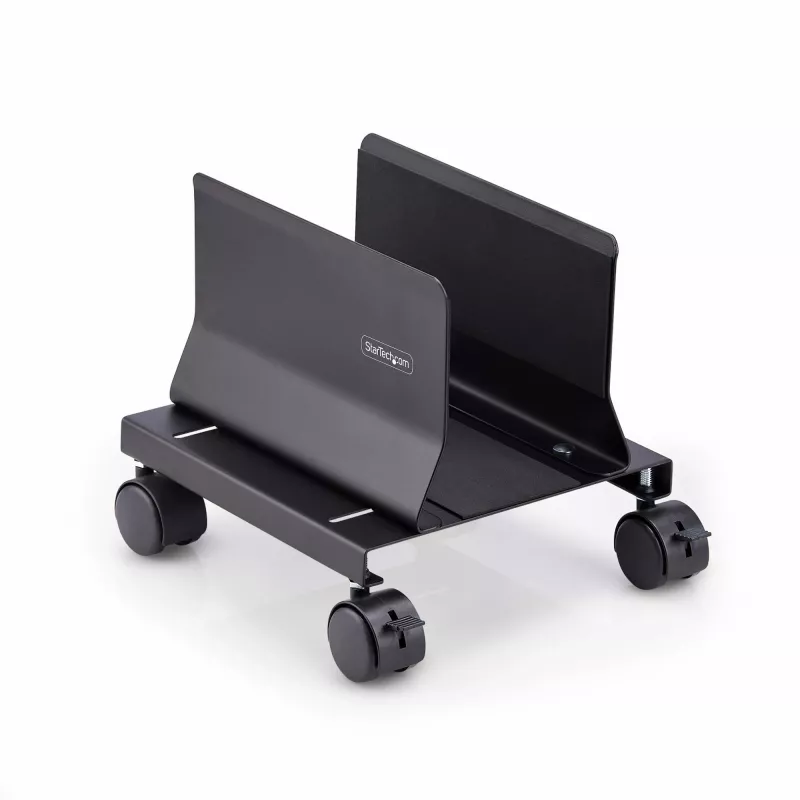 StarTech.com Computer-Turm-Wagen, rollbarer mobiler CPU-Caddy auf Rädern (Rollen), max. Last 21 kg, verstellbare PC-Gehäusehalterung, Desktop-Bodenständer, Stahl-Dolly