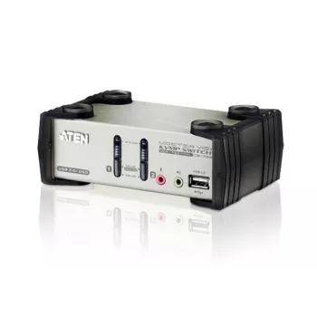 ATEN 2-Port USB - PS/2 VGA KVM-Switch mit Audio- & USB 2.0-Hub (KVM-Kabel im Lieferumfang)