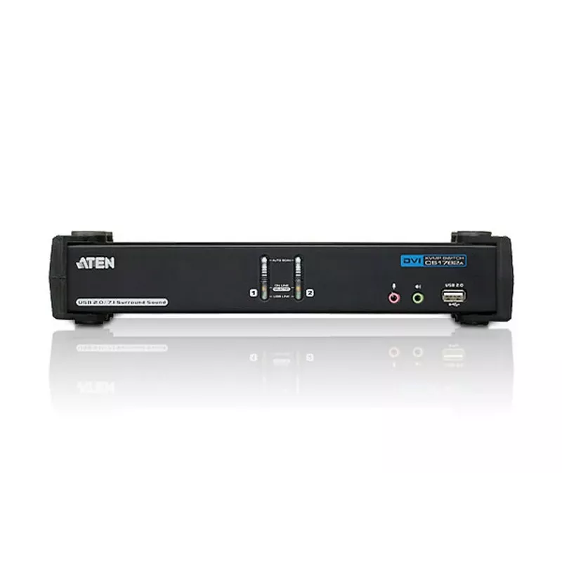 ATEN 2-Port USB DVI Dual Link KVM-Switch mit Audio & USB 2.0 Hub (KVM-Kabel inklusive)