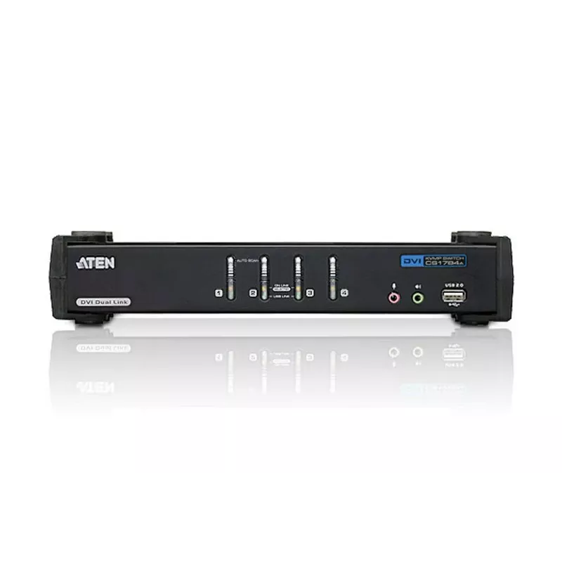 ATEN 4-Port USB DVI Dual Link KVM Switch mit Audio & USB 2.0 Hub (KVM-Kabel enthalten)