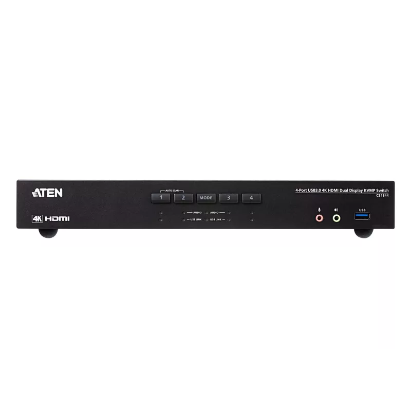 ATEN 4-Port USB 3.0 4K HDMI Dual Display KVMP™ Switch, 4096 x 2160 Pixel, 4K Ultra HD, 4,42 W, Schwarz
