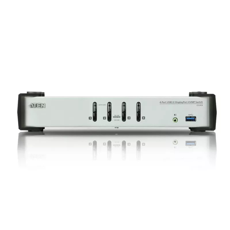 ATEN 4-Port USB 3.1 Gen 1 DisplayPort 1.1 KVMP™ Switch mit Lautsprecher (KVM-Kabel im Lieferumfang)