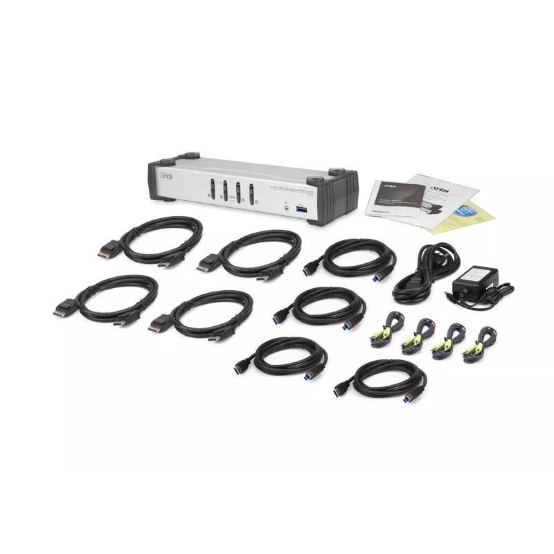 ATEN 4-Port USB 3.1 Gen 1 DisplayPort 1.1 KVMP™ Switch mit Lautsprecher (KVM-Kabel im Lieferumfang)