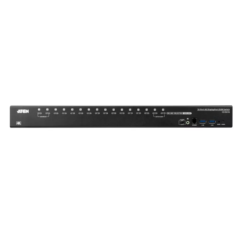 ATEN 16-Port USB 3.0 4K DisplayPort KVM Switch, 4096 x 2160 Pixel, 4K Ultra HD, 26,66 W, Schwarz