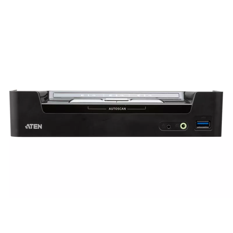 ATEN 3-Port USB-C DisplayPort Hybrid KVMP™ Switch, 4096 x 2160 Pixel, 4K Ultra HD, 5,78 W, Schwarz