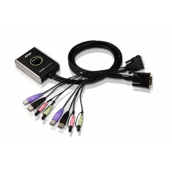 ATEN 2-Port USB DVI KVM-Switch mit Audio, 1920 x 1200 Pixel, WUXGA, 1,9 W, Schwarz