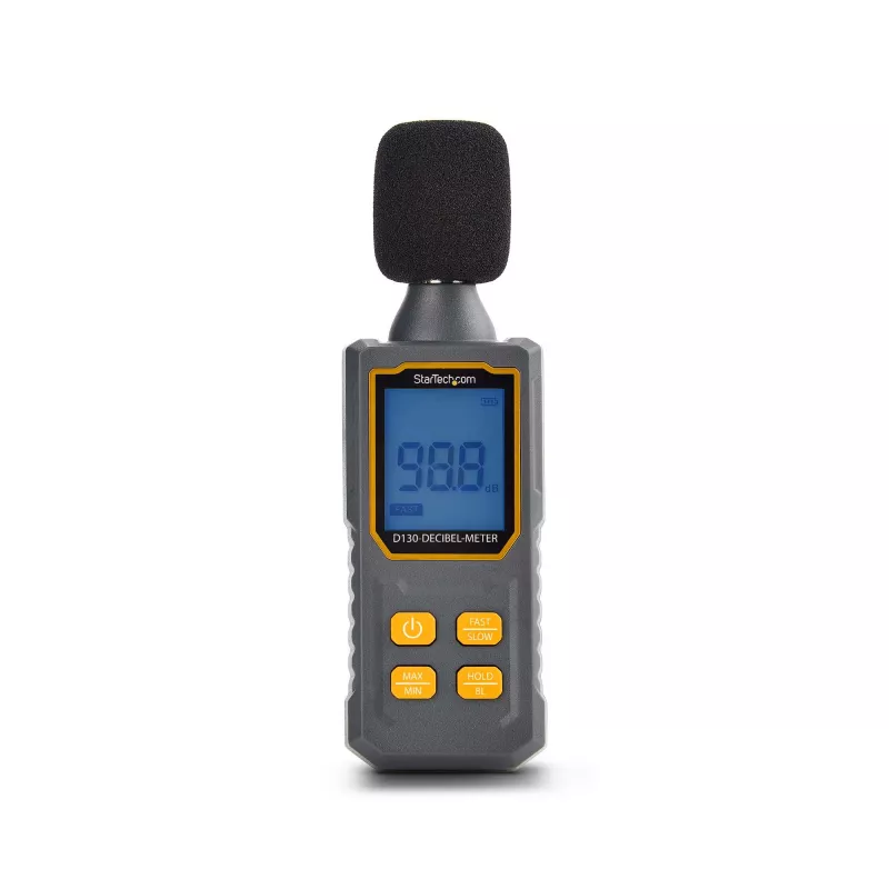 StarTech.com Handheld Digitales Schallpegelmessgerät mit großem LCD, Lärm-/Dezibel-Messgerät für Serverraum/Büro, Audiomonitor, 30-130 dBA Bereich, präzise Min-/Max-Werte