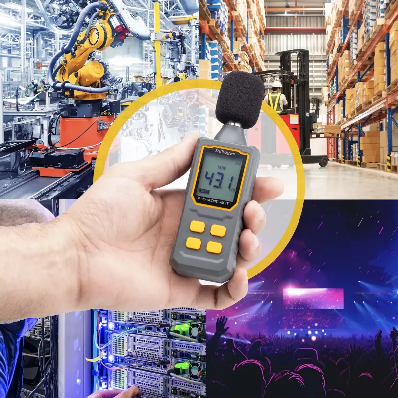 StarTech.com Handheld Digitales Schallpegelmessgerät mit großem LCD, Lärm-/Dezibel-Messgerät für Serverraum/Büro, Audiomonitor, 30-130 dBA Bereich, präzise Min-/Max-Werte